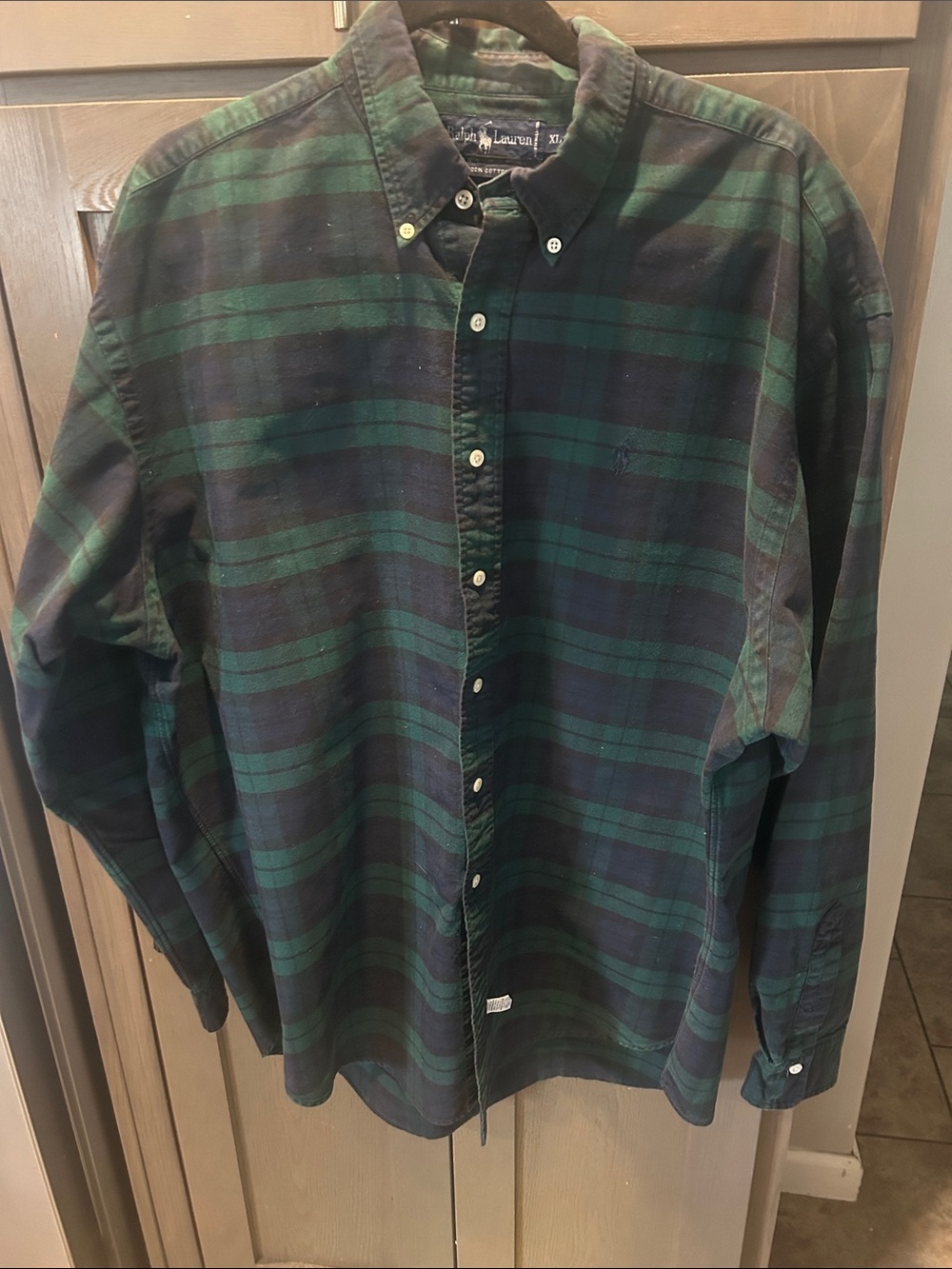 Ralph Lauren Green and Navy Plaid Button-Down Shirt